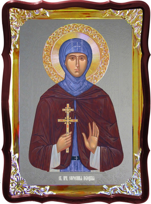 Ікона з фоном під срібло Свята Єфросинія Полоцька в православному магазині