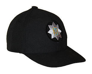 Тактична кепка-бейсболка шестиклинка чорний із кокардою "поліція". Розмір M, 56 см.