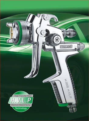 Краскопульт пневматичний тип HVLP верхній пластиковий бачок, діаметр форсунки-0,8 мм ITALCO H-3003-, фото 2