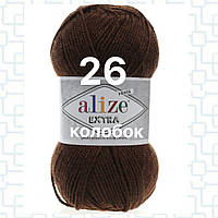 Пряжа для ручного и машинного вязания Alize EXTRA (Экстра) акрил 26 коричневый