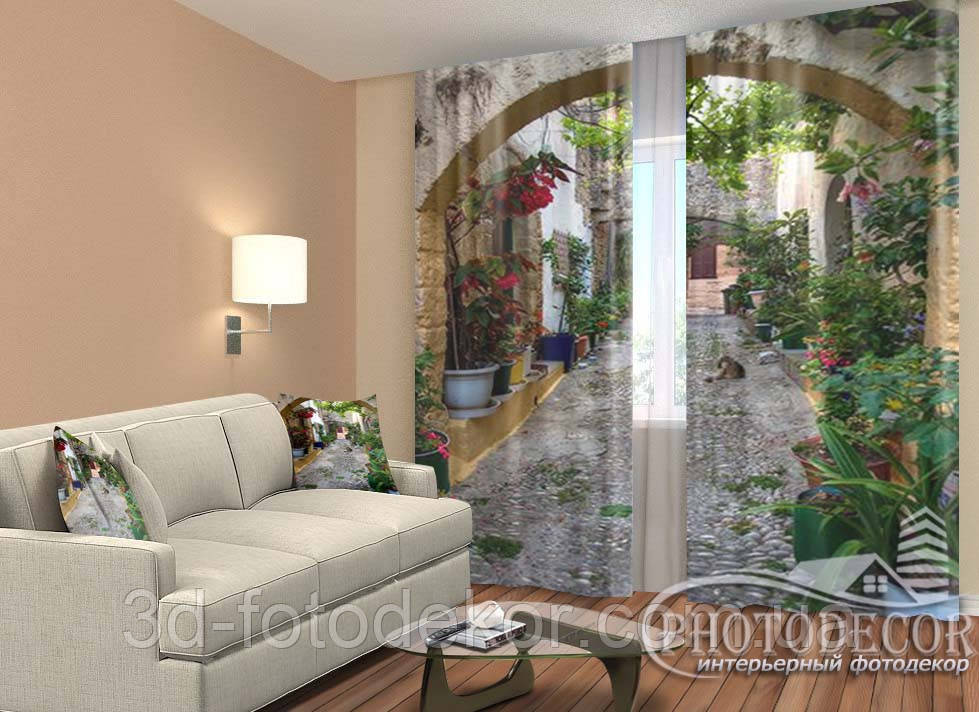 ФотоШторы "Арка з квітами" 2,5 м*2,9 м (2 полотна по 1,45 м), тасьма