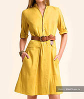 Желтое яркое льняное платье сафари стиль! Шикарная модель, прекрасный фасон. Единственное в своем роде!
