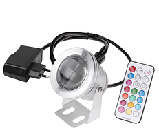 Мультиколірний лінзовий прожектор із блоком живлення й пультом керування LED RGB IP67 10 W 12 V