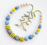 Слінгобуси Ярміріна Жовто-Блакитні букові з рельєфними намистинами, фото 5