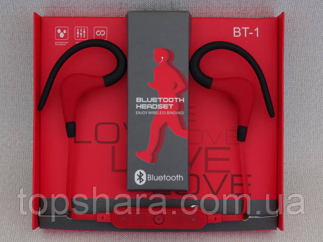 Наушники для спорта BT-1 Bluetooth с гарнитурой Красный/черный