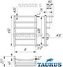 Невелика сушарка для рушників Grosse 6-3 у ванну кімнату 650х450. Н/ж сталь П-каскад вгорі d20, фото 6