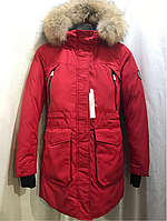 Красная женская зимняя куртка с натуральным мехом Snowimage ,S/42,L/46, SID-P313/1560