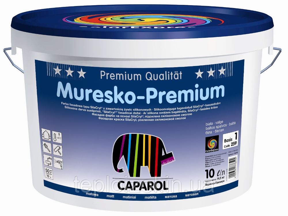 Силіконова фасадна фарба Muresko-Premium В 1 (10л)