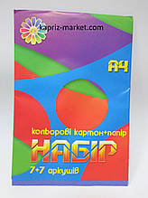 Кольоровий папір+ кольоровий картон, А4, 7+7