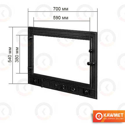 Дверцята для камінної топки KAWMET W3 540х700 см, фото 2