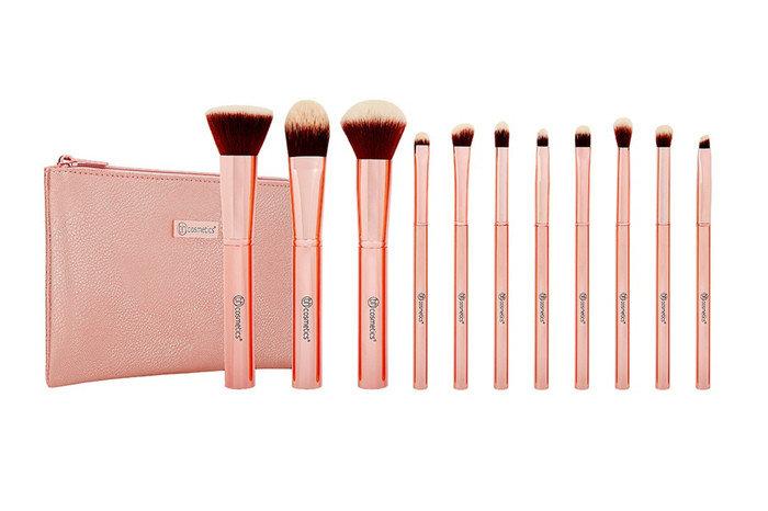 Набір кистей для макіяжу Metal Rose – 11 Piece Brush Set With Cosmetic Bag BH Cosmetics