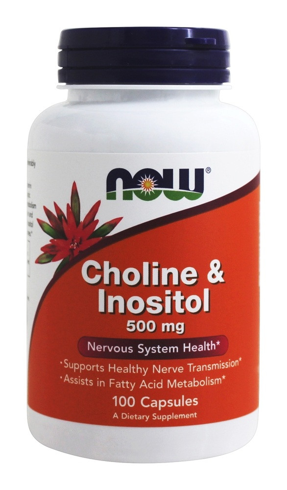 Холін і інозитол / NOW - Choline & Inositol 500mg (100 caps)