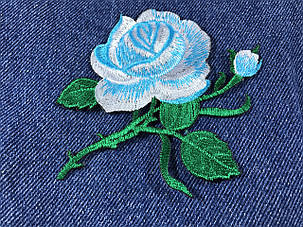 Нашивка Троянда 2 бутони синя 115x92 мм, фото 2