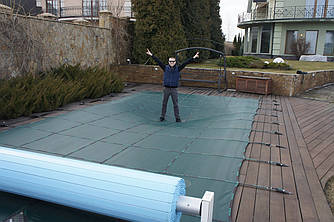 Захисний тент для композитного басейну розміром 8,0 м. на 4,0 м