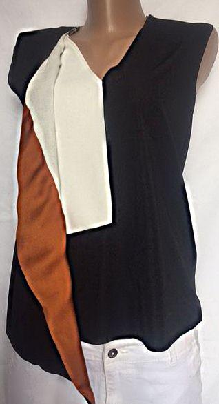 Женская блуза ZARA с оригинальной откидной полочкой размер S/M - фото 1 - id-p566386666