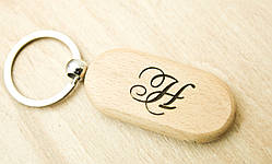 Брелок дерев'яний овальний з гравіюванням