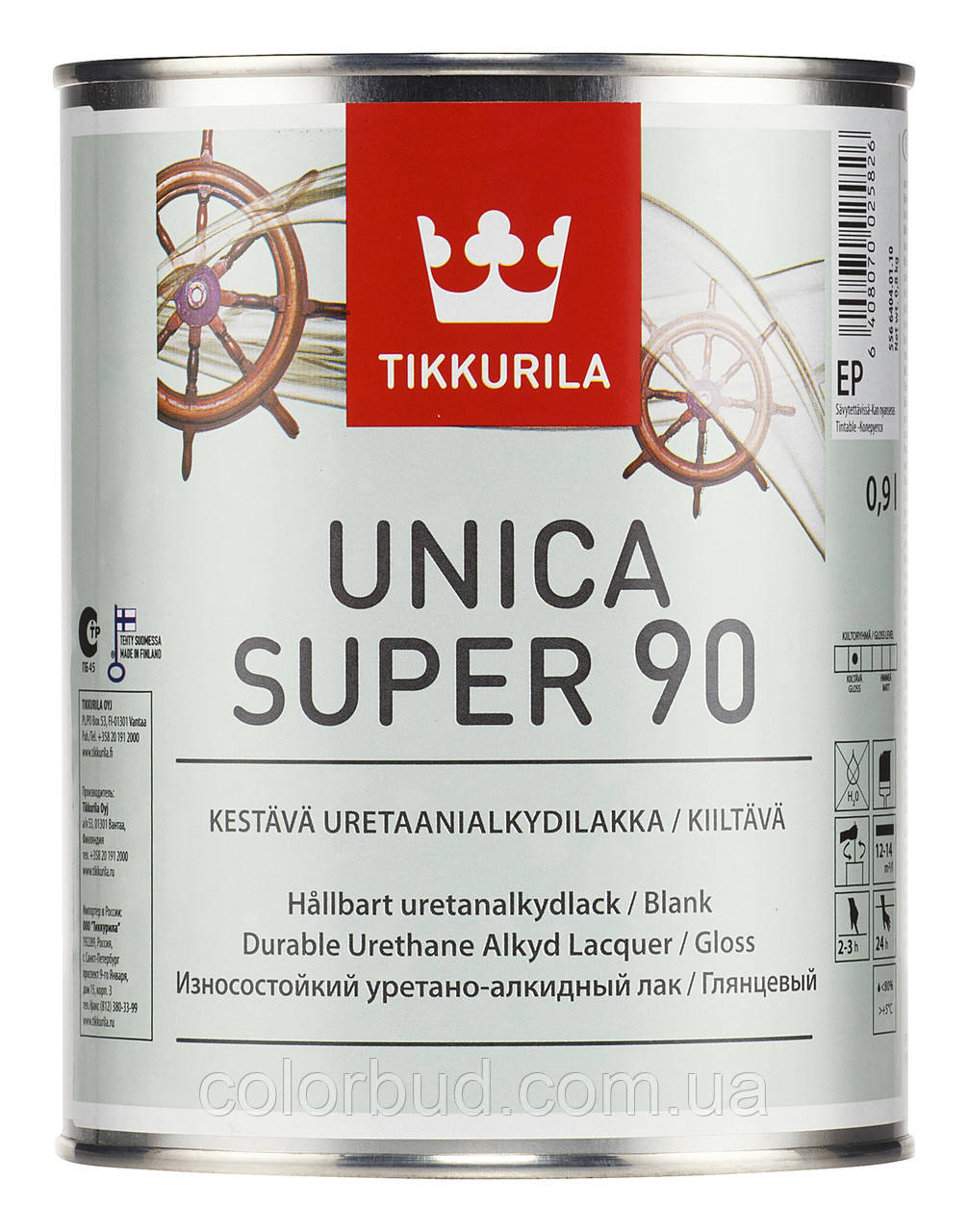 Лак яхтний для внутрішніх і зовнішніх дерев'яних поверхонь Unica Super Tikkurila глянсовий, 0,9 л