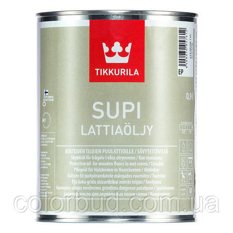 Олія для дерев'яної підлоги в лазні та сауні Тіккуріла Supi Lattiaolju Tikkurila ЄС 0,9 л