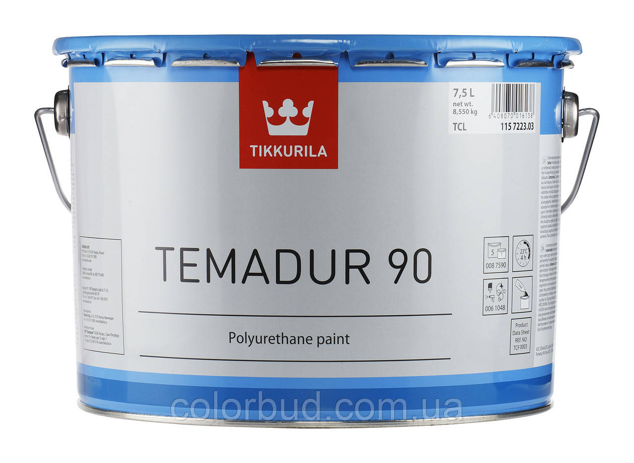 Емаль поліуретанова 2-х компонентна металік Tikkurila Temadur 90 THL зносостійка 0,75 л.