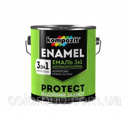Емаль ґрунт антикорозійний 3в1 PROTECT Kompozit 3 в 1 сріблястий 0,65 кг