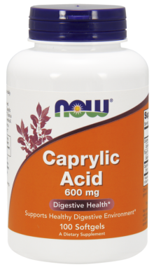 Каприлова кислота / NOW Caprylic Acid 600 mg 100 softgels