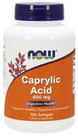 Каприлова кислота / NOW Caprylic Acid 600 mg 100 softgels