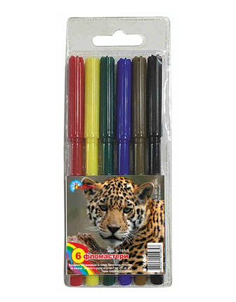Фломастери 6 кольорів "Фауна" / Барвінок, фото 1
