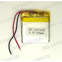 Батарея (акумулятор) для відеореєстратора, BlueTooth гарнітури 320 мА·год, Li-Pol 3.7 В, 38*33*3.2 мм