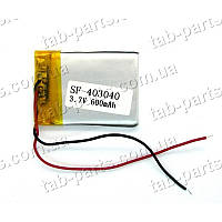 Батарея (акумулятор) для відеореєстратора, BlueTooth гарнітури 600 мА·год, Li-Pol 3.7 В, 40*30*4 мм