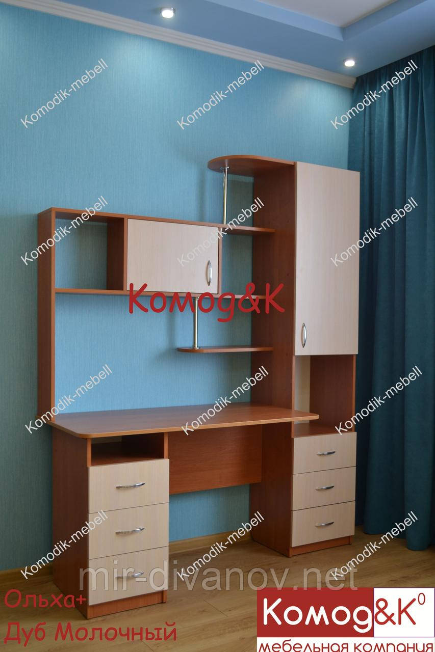 Стіл комп'ютерний Оскар прямій. Вільха+Дуб Молочний