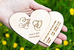 Дерев'яні запрослювальні на весілля 2 серця