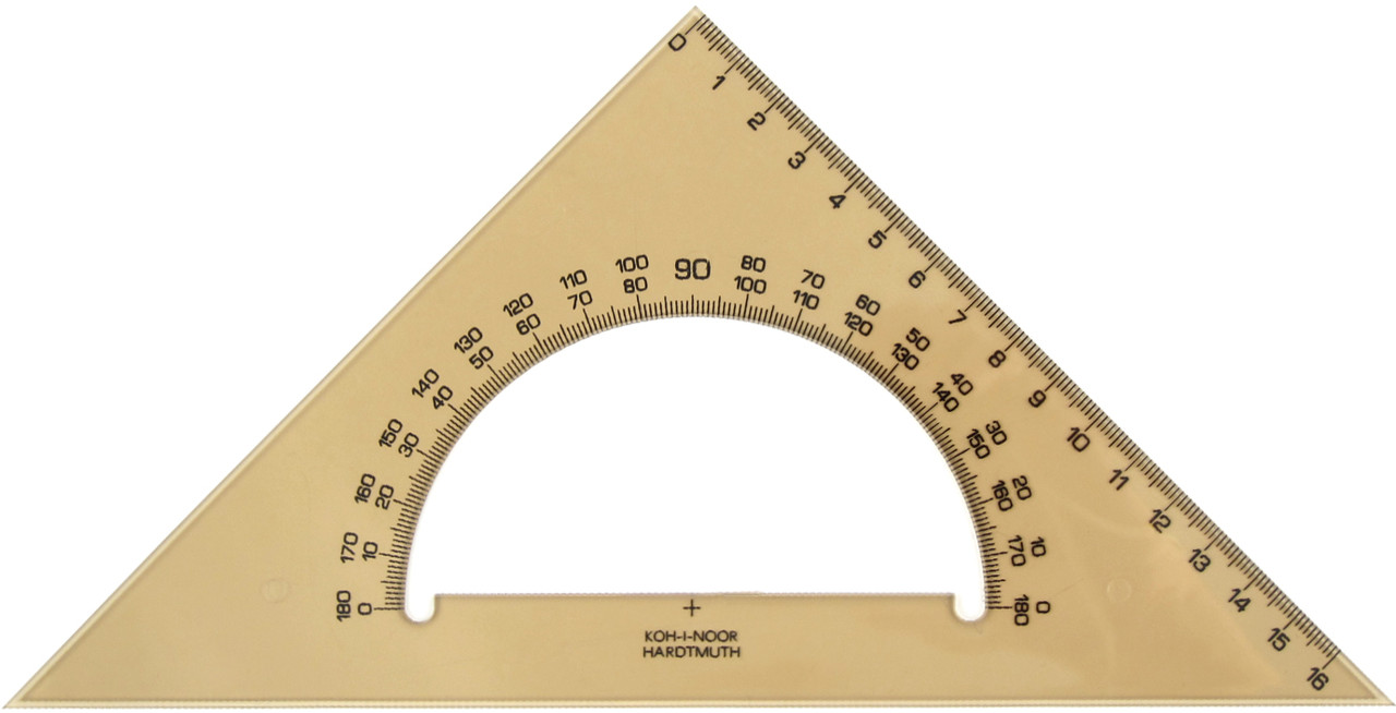 Трикутник KOH-I-NOOR 45 °/177 мм з транспортиром 45 °/177 мм димчастий