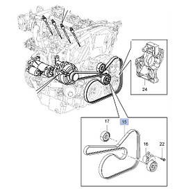 Ремінь приводний (генератора, струмковий) 6PK x 1852 mm GM 1340027 55578486 OPEL Insignia з дизельними двигунами A20DTC A20DTL A20DTJ A20DT A20DT A20DTH