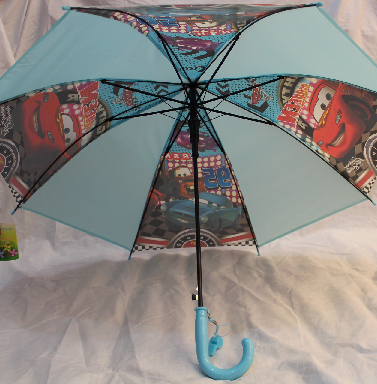 Зонт детский трость полуавтомат Силиконовый Тачка маквин голубой 015 - фото 4 - id-p566669974