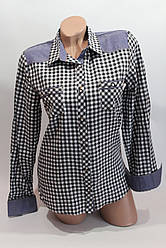 Жіночі сорочки в карту джинс RAM оптом VSA білий + чорний