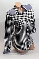 Жіночі сорочки в карту джинс RAM оптом VSA білий + чорний, фото 2