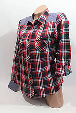 Жіночі сорочки в карту джинс RAM оптом VSA червоний+синій +бел + посос., фото 3