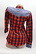 Жіночі сорочки в карту джинс RAM оптом VSA червоний + чорний 3, фото 2