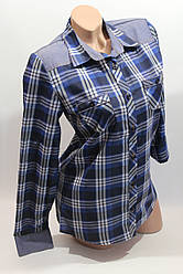 Жіночі сорочки в карту джинс RAM оптом VSA син+біл+смуг.