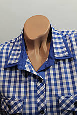 Жіночі сорочки в карту замок карм. гуртом VSA джинс + т.син., фото 3