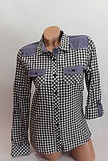 Жіночі сорочки в карту джинс KL. оптом VSA чорн.+біл. крейда., фото 3