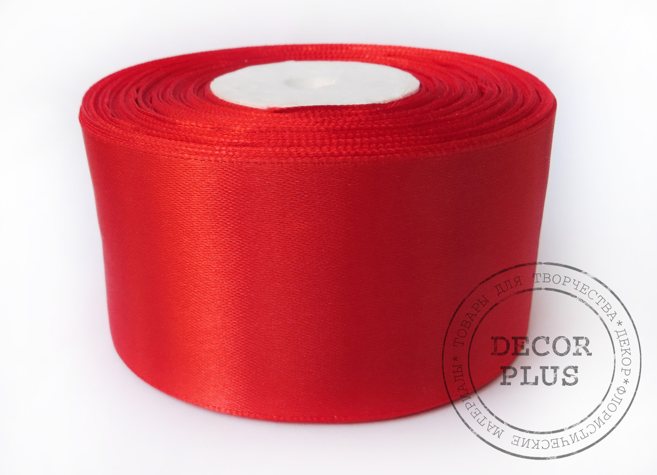 Стрічка атласна 5см, червона, фото 1