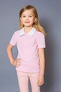 Дитяча футболка-поло для дівчаток 3-7 років Розмір 98-122 ТМ Модний карапуз Рожевий 03-00729-0