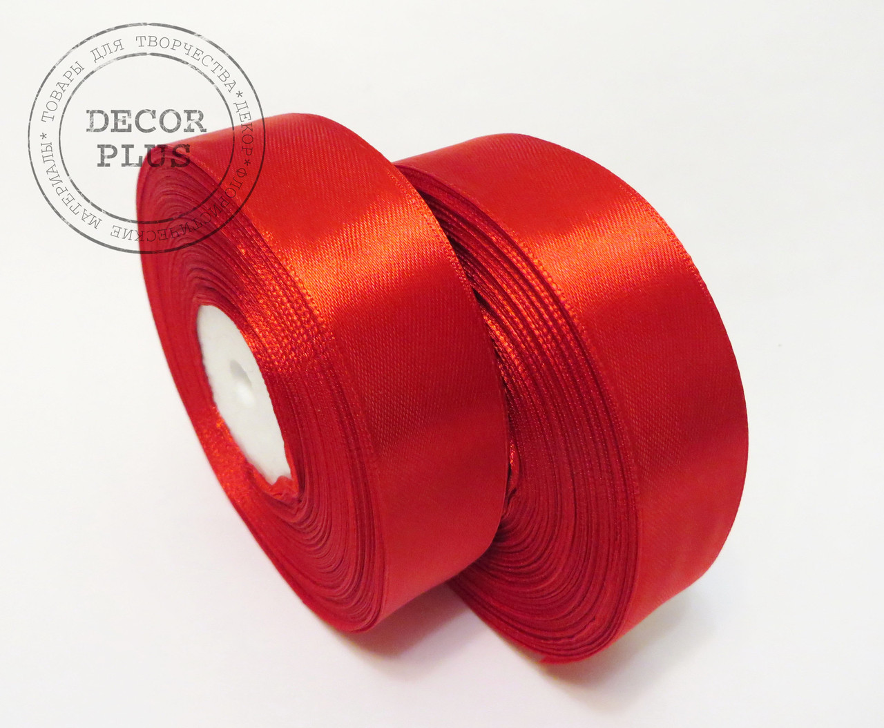 Стрічка атласна 2,50 см, червона, фото 1