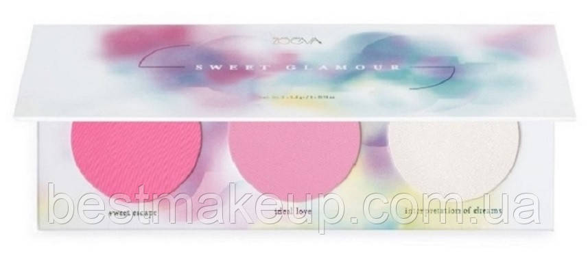 Палітра рум'ян і хайлайтер ZOEVA SWEET GLAMOUR Blush Palette 