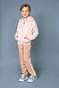 Спортивні штани з лампасами для дівчинки 3-9 років (Різм. 98-134, бавовна + п/е) ТМ "Модний карапуз" Пудра + рожевий 03-00717-1, фото 2