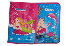 Папка для праці на змійці A4 картон "MERMAID", глитер з 2-х сторін 22*23*3