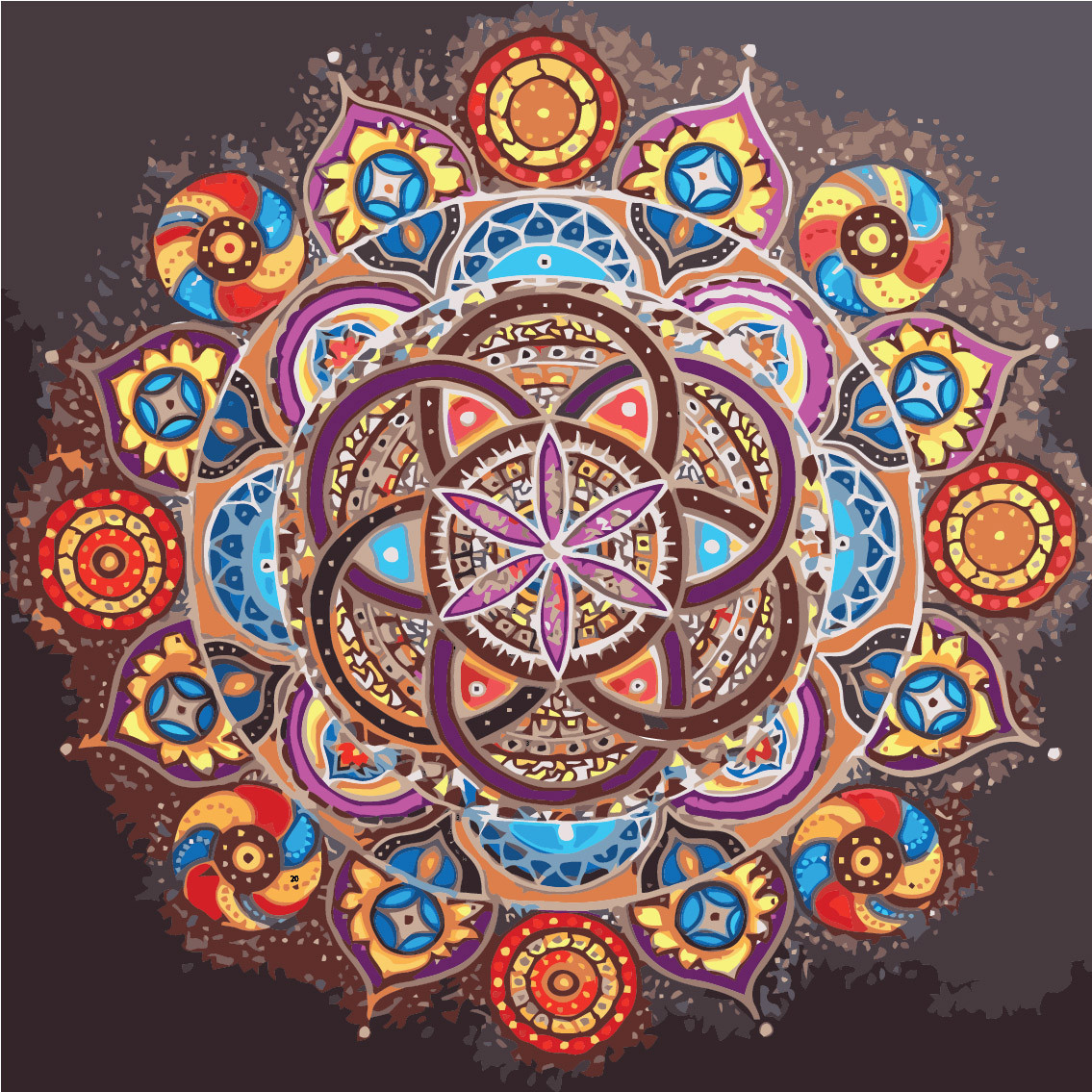 Картина-розмальовка Ідейка Мандала життя (KHO2817) 40 х 40 см (без коробки), фото 1