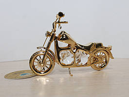 Позолочена фігурка "Мотоцикл Харлей" з кристалами Сваровські