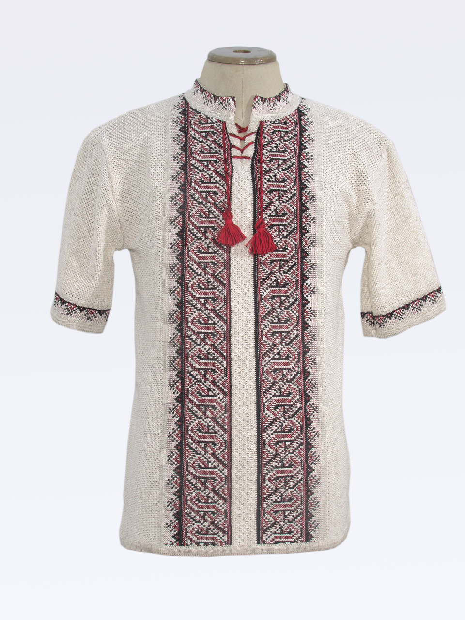 Вишиванка чоловіча Тарас чорно-червоний з коротким рукавом, фото 1